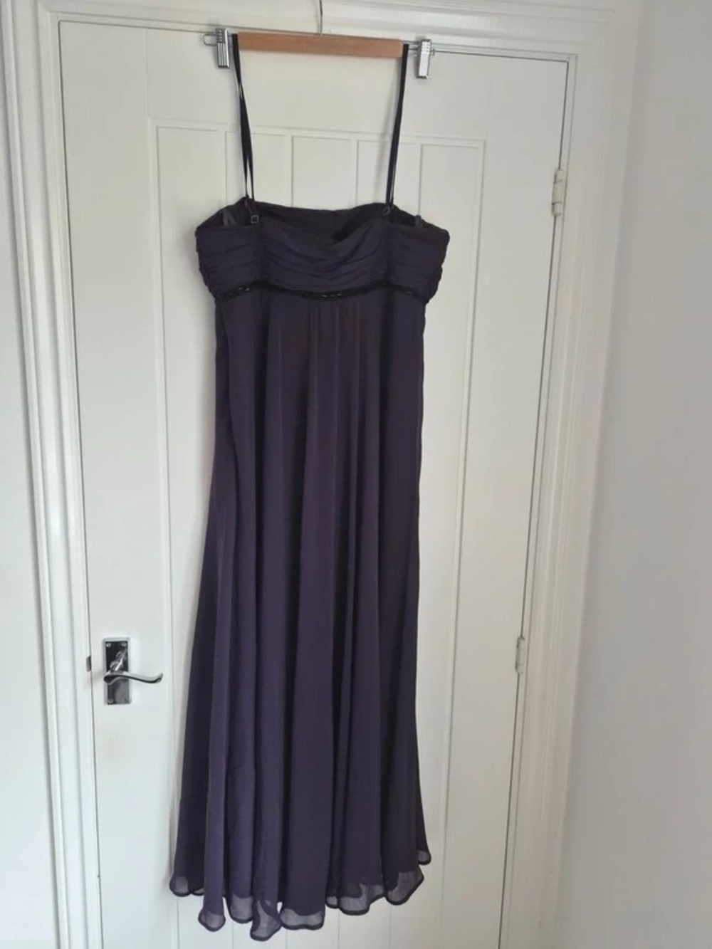 Elegant Deep Purple Spaghetti-Strap Maxi Dress